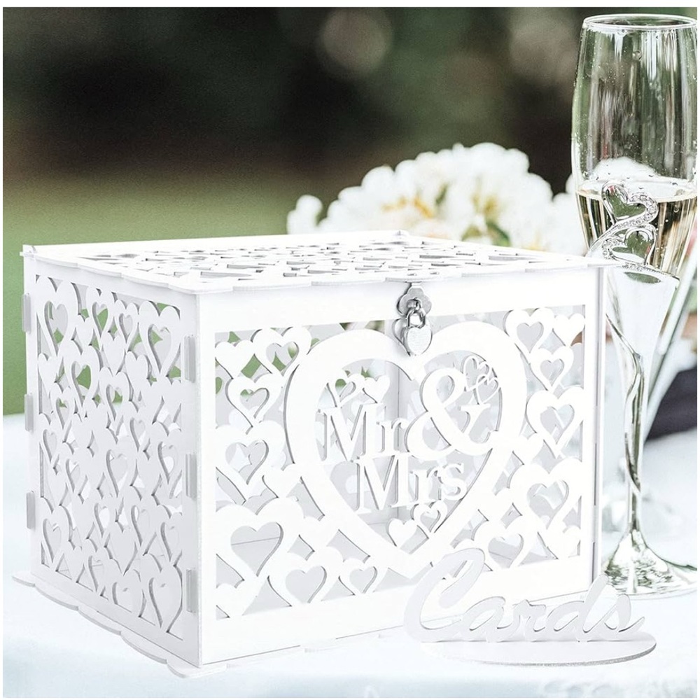 Elegant White Wedding Card Box
